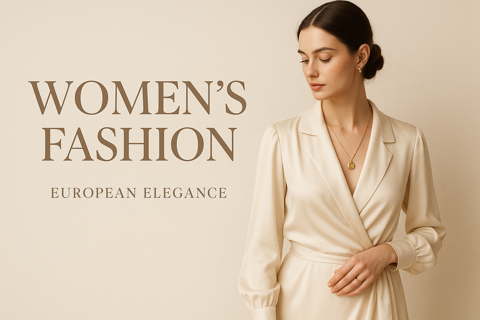 crie para mim um banner profissional de moda feminina que gere confiança e elegancia nicho moda feminina europeia em ingles